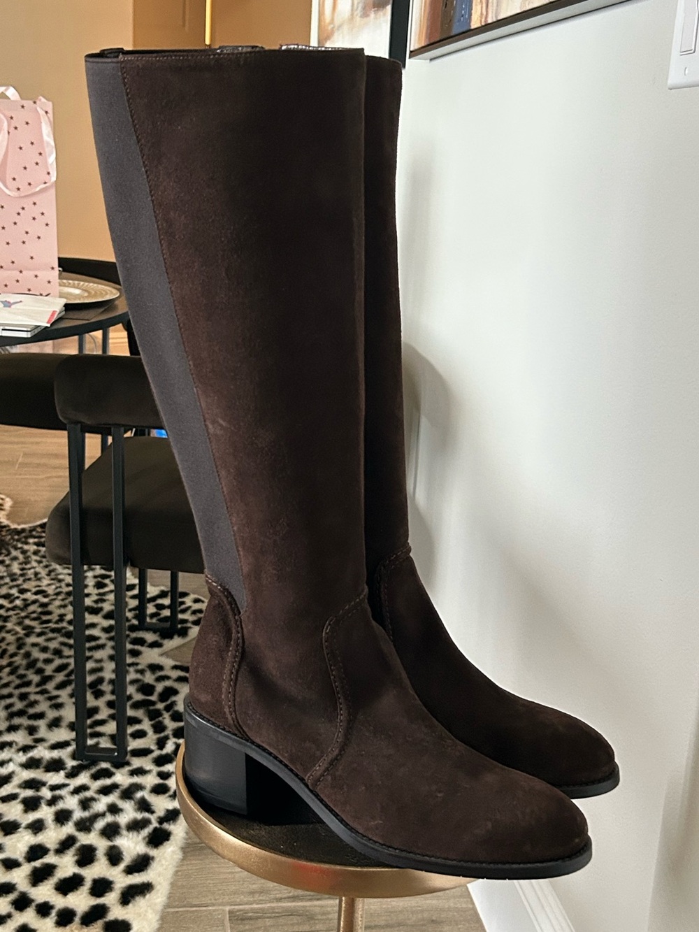Aquatalia Brown Suede Knee-High Riding Boots/Weatherproof. Size 12 M.   NWOT - Picture 3 of 10